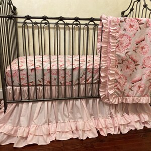 Baby Girl Crib Bedding in Pale Pink Tulle Crib Skirt Minky Crib Sheet Minky Baby Blanket Personalized Baby Bedding Etsy