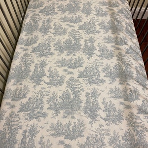 Toile Fitted Crib Sheet, Mini Crib Sheet, Pink Toile, Blue Toile, Gray Toile Sheet