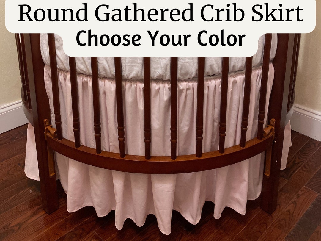 Custom Round Crib Skirt, Gathered, Ruffled Style Cotton Crib Skirt