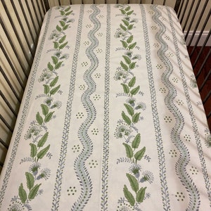 Cotton Crib Sheet, Stripes and Vines Designer Fabric, Blue, Green, Pink Crib Sheet or Crib Sheet and Blanket Set