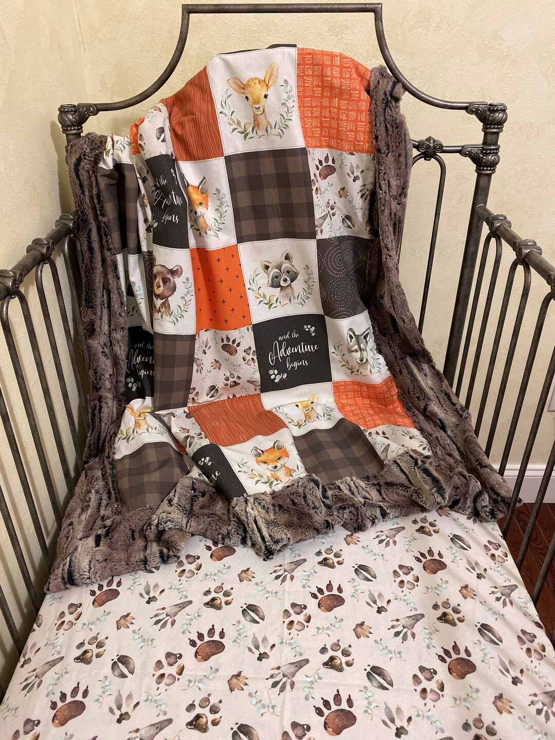 Woodland Baby Animals Blanket, Crib Sheet Set, Baby Boy Blanket