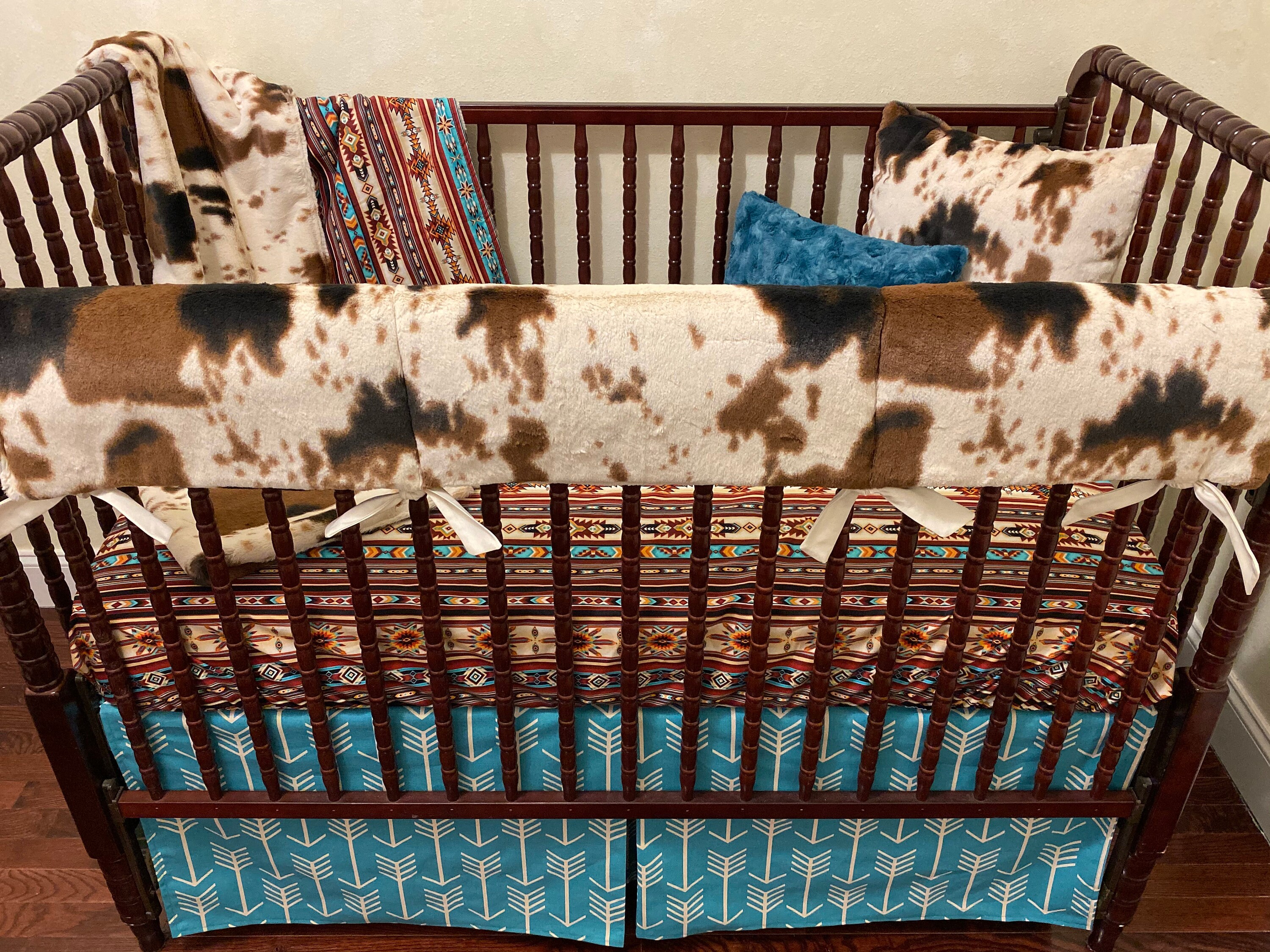Aztec Baby Bedding Cowhide Baby Bedding Southwestern Baby Etsy