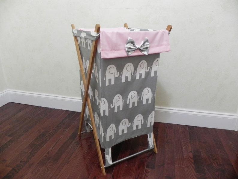Nursery Hamper Elephants With Gray and Light Pink Etsy