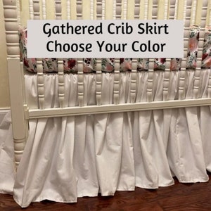 36 Colors - Custom Gathered Crib Skirt, Ruffled Style Cotton Crib Skirt, Mini Crib Skirt, Baby Boy, Baby Girl, Neutral Crib Skirt