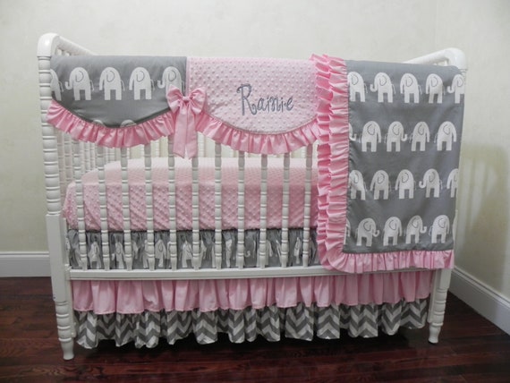 Elephant Crib Bedding Set Rainie Girl Baby Bedding Elephant Etsy
