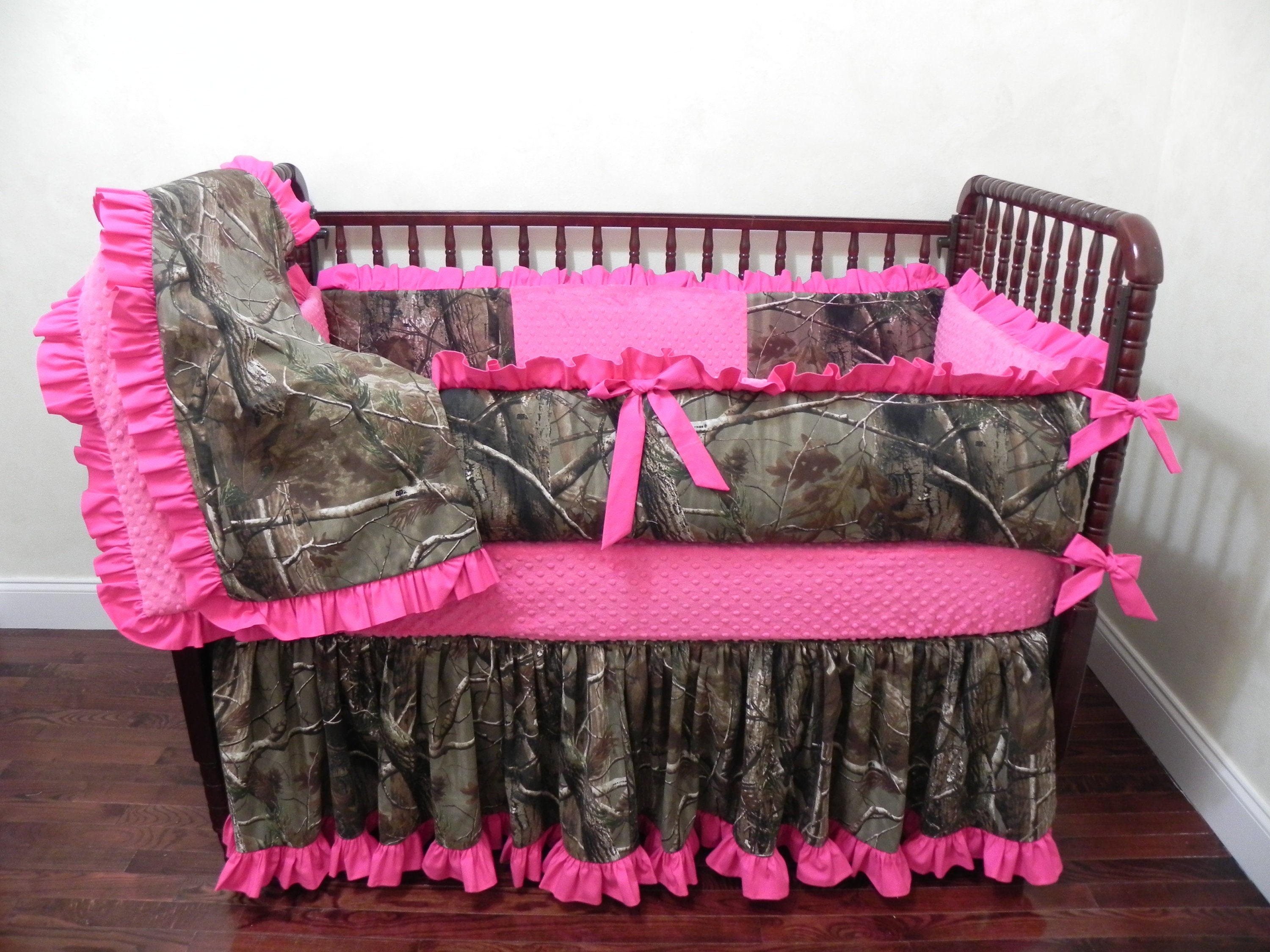 Girl Camo Crib Bedding Set Mary Elizabeth Girl Baby Bedding Etsy