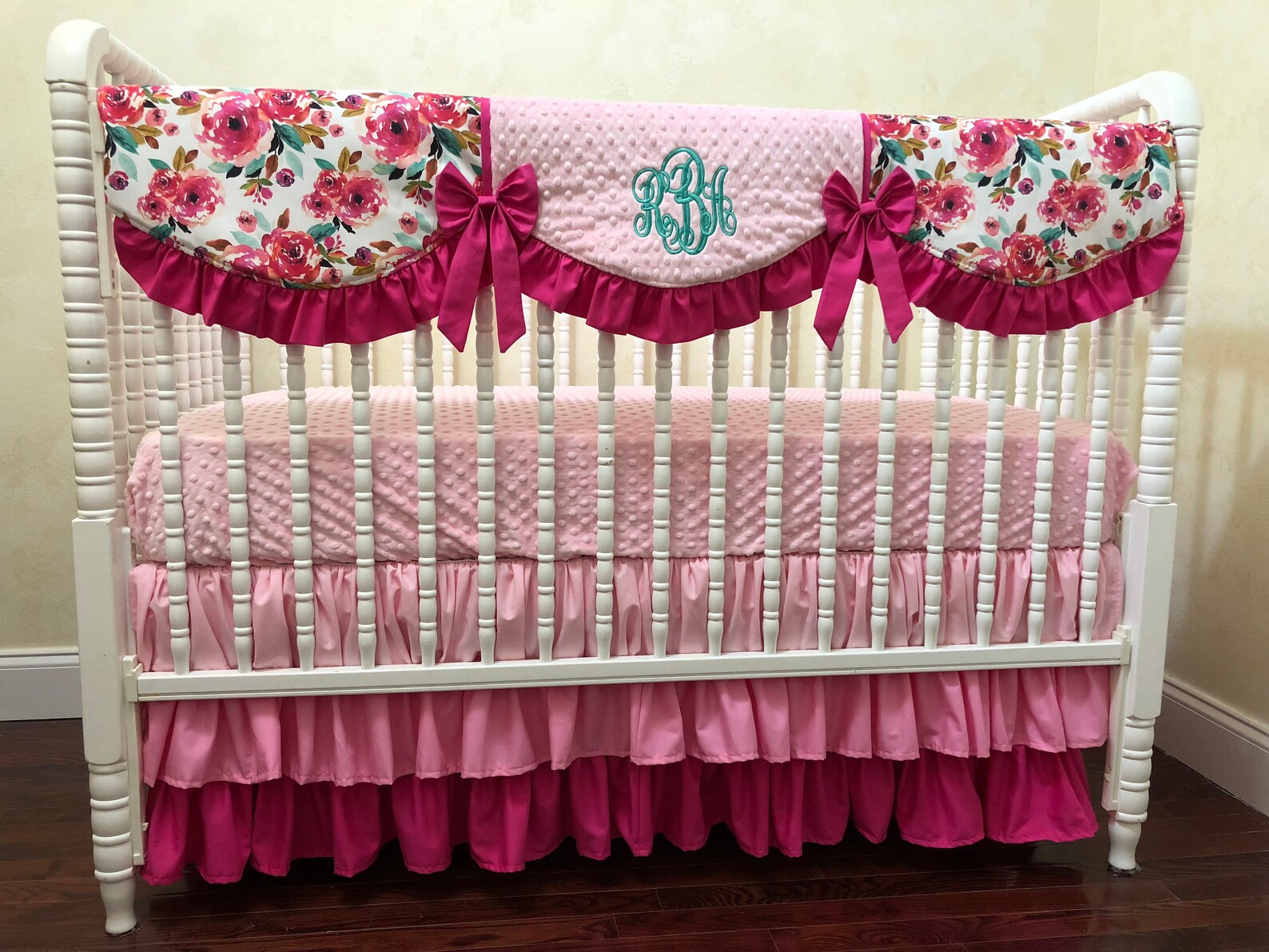 Floral Crib Bedding Set Baby Girl Bedding Pink Floral Baby Etsy