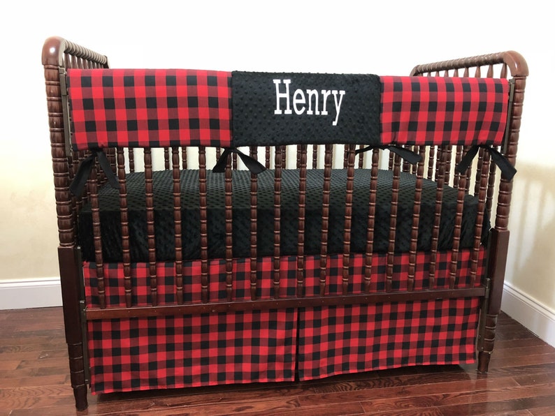 Red and Black Plaid Baby Bedding Set Henry Boy Crib Bedding Etsy