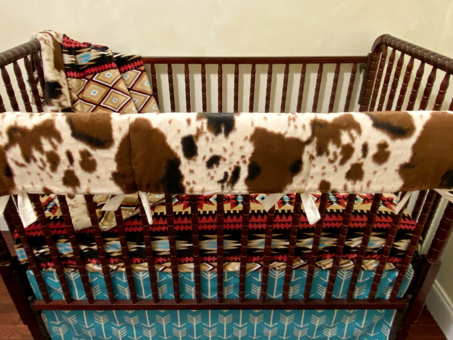 Cowhide Baby Bedding Aztec Crib Bedding Southwestern Baby Etsy