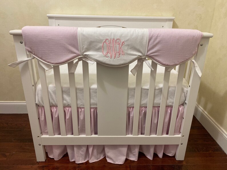 Pink Seersucker MINI CRIB Bedding Girl Mini Crib Baby Etsy