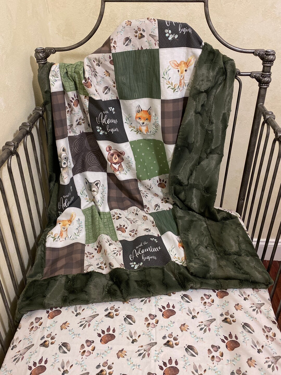 Woodland Baby Animals Blanket, Crib Sheet Set, Baby Boy Blanket