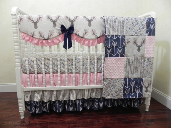 pink deer nursery bedding