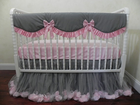 gray baby girl crib bedding