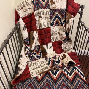 Cowboy Crib Bedding, Western Baby Bedding, Toddler Bedding, Fitted Sheet, Blanket