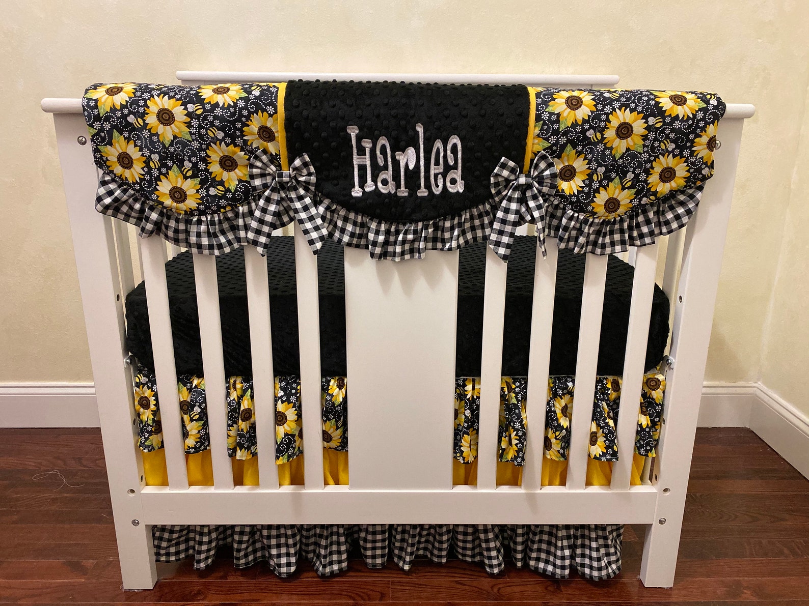 Baby Girl Sunflower MINI CRIB Bedding Girl Mini Crib Baby Etsy