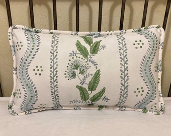 Stripes and Vines, Floral Bouquet Nursery Accent Pillow, Blue, Green, Pink Nursery Pillow
