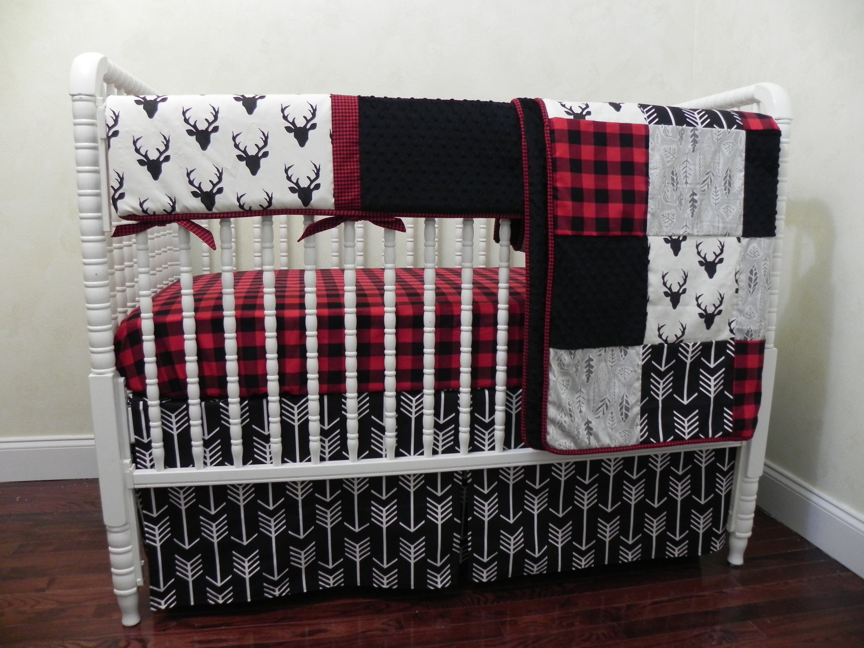 Baby Boy Woodland Crib Bedding Set Adrian Deer Baby Etsy