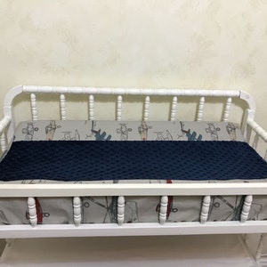 Changing Pad Cover- Navy Minky Dot, Vintage Airplanes, Baby Changing Pad Cover, Baby Bedding Accessories, Navy Airplanes