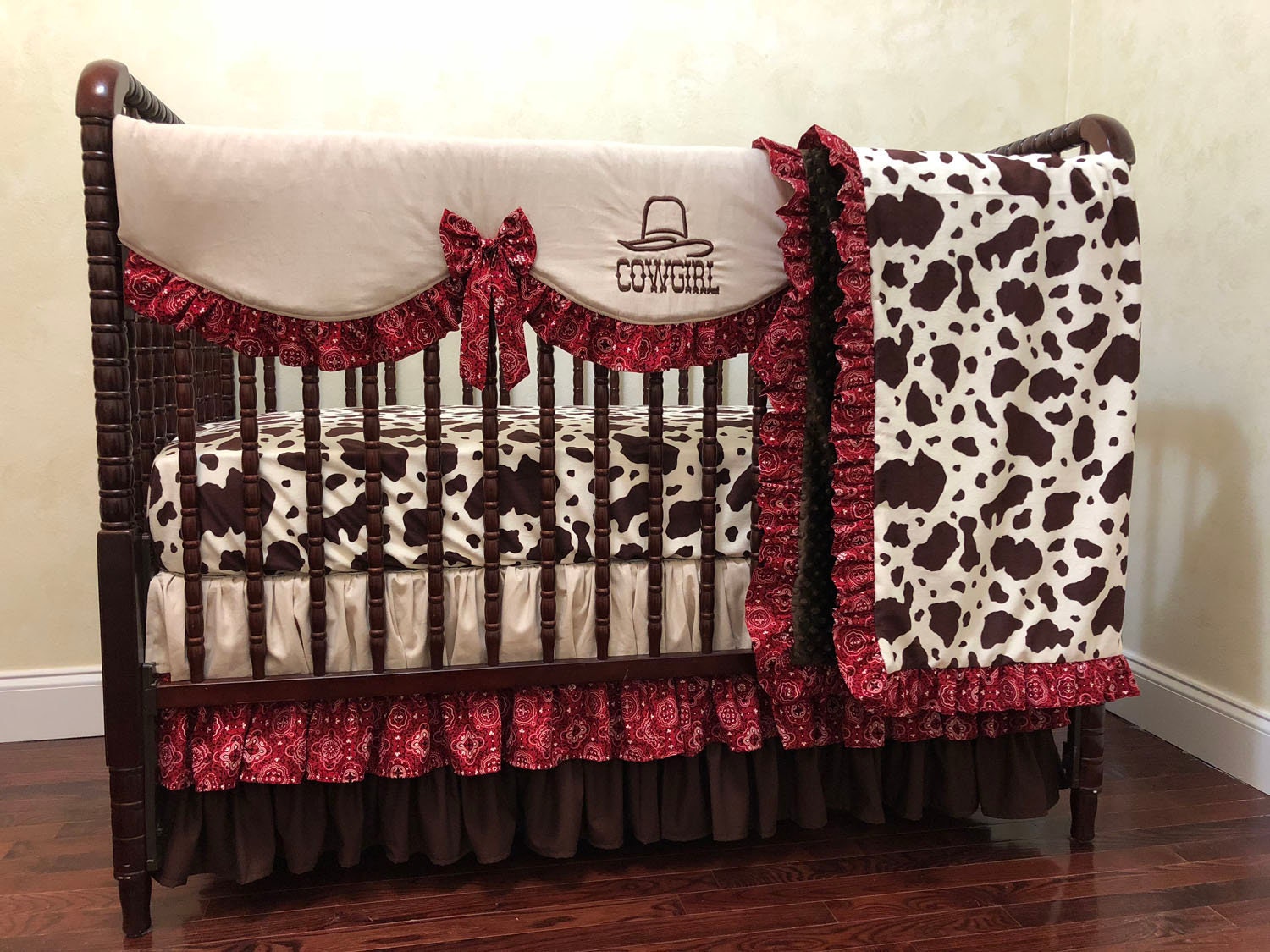 Cowgirl Crib Bedding Set Annie Girl Baby Bedding In Tan Etsy