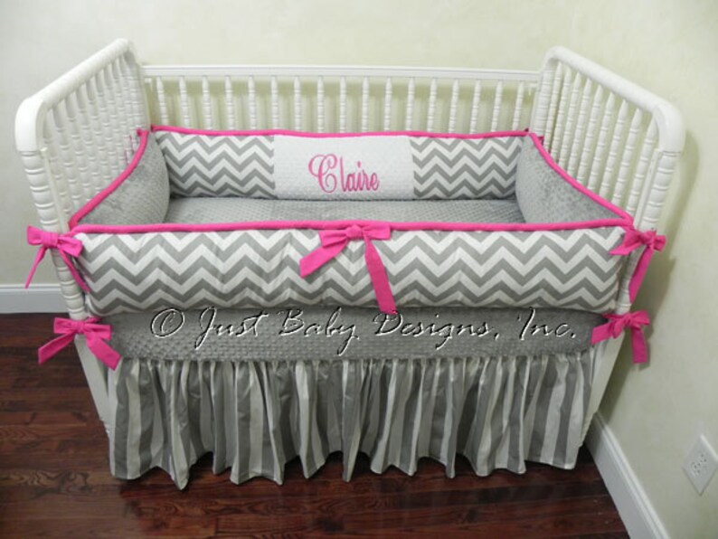 Custom Crib Bedding Set Shay Girl Baby Bedding Pink And Etsy