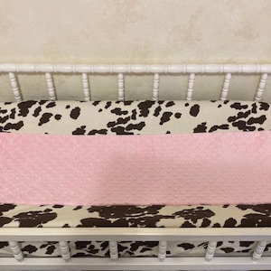 Changing Pad Cover- Cowhide with Pink Minky Dot, Pony Hide, Baby Changing Pad Cover, Baby Bedding Accessories