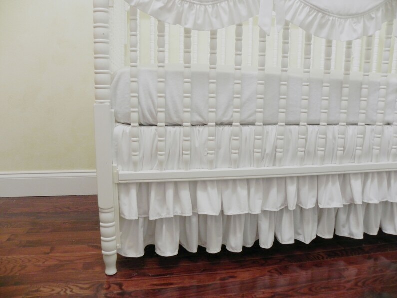 White Crib Bedding Set Gabrielle Girl Baby Bedding Neutral Etsy