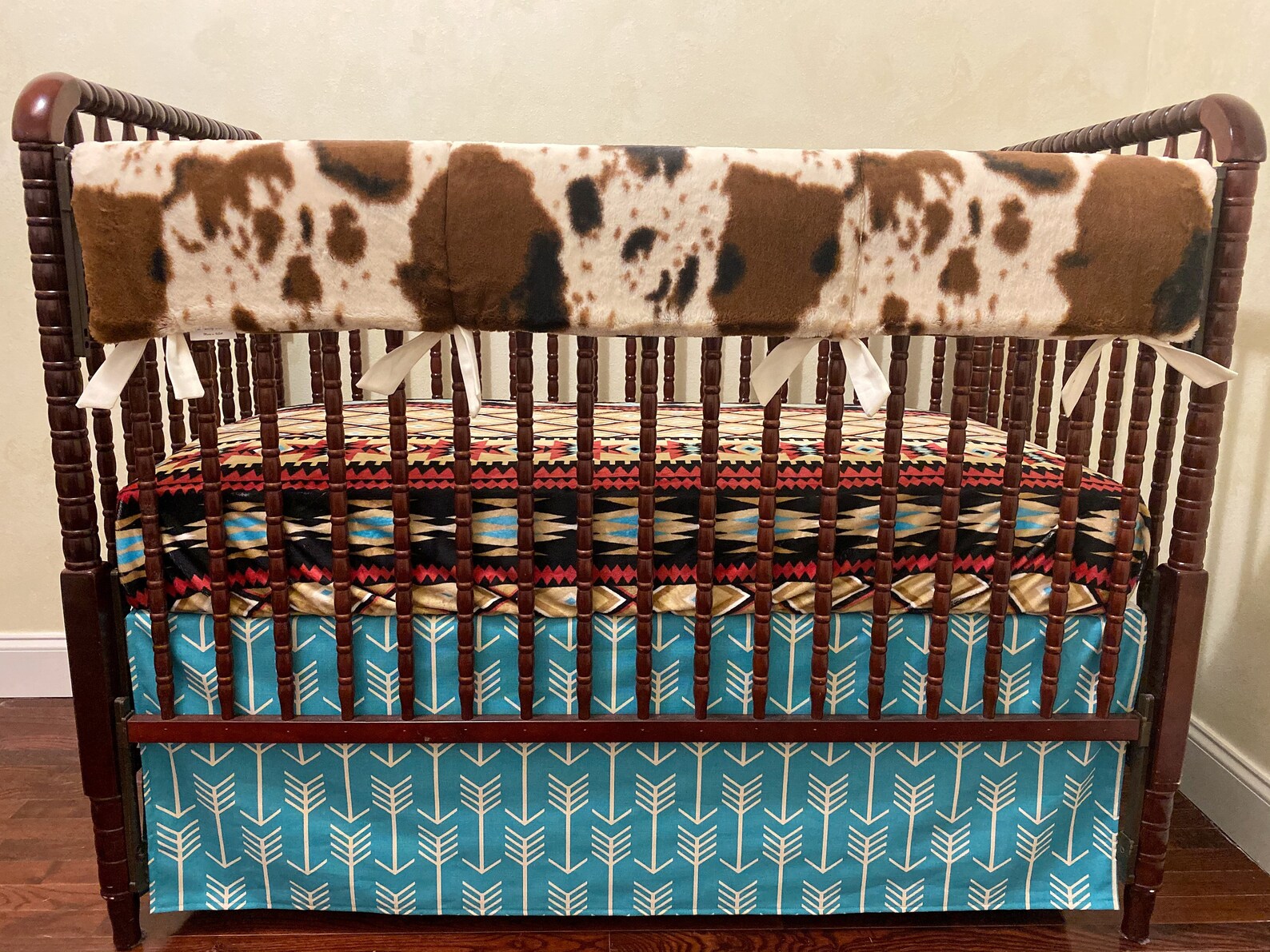 Cowhide Baby Bedding Aztec Crib Bedding Southwestern Baby Etsy