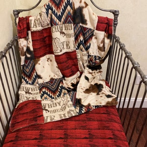 Cowboy Baby Bedding, Western Crib Bedding, Toddler Bedding, Fitted Sheet, Blanket