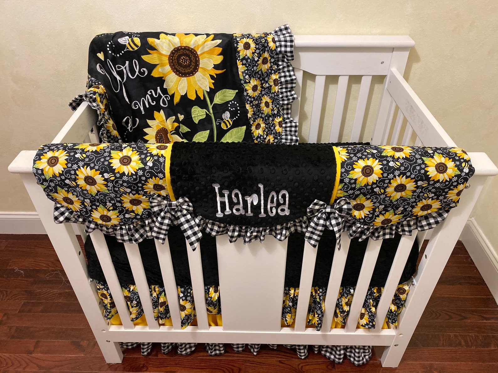 Baby Girl Sunflower MINI CRIB Bedding Girl Mini Crib Baby Etsy