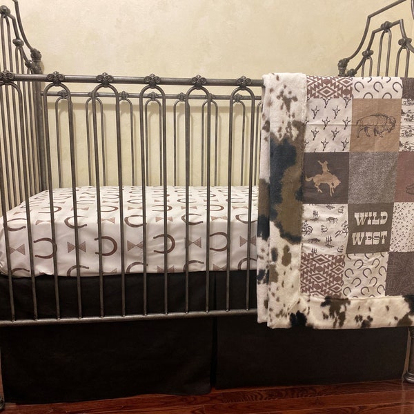 Western Crib Bedding, Cowboy Wild West Baby Bedding, Baby Boy Crib Bedding, Crib Sheet, Crib Skirt, Minky Blanket