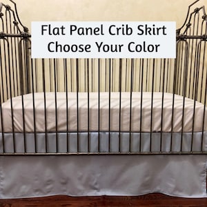Custom Crib Skirt, Flat Panel Style Cotton Crib Skirt, Baby Boy, Baby Girl, Gender Neutral Crib Skirt, Choose Your Color
