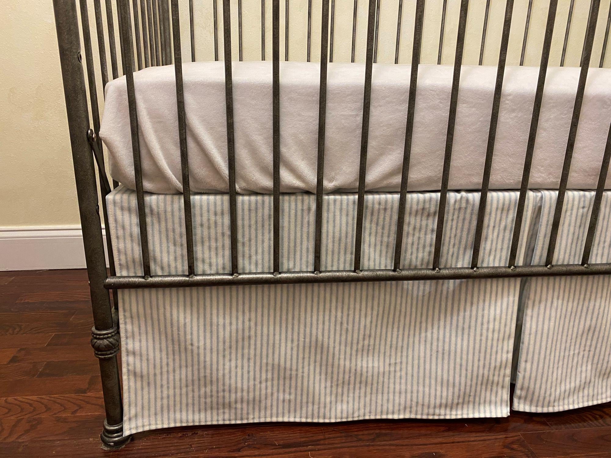 4 Colors Ticking Crib Skirt, Tailored Style Cotton Crib Skirt, Baby Girl, Baby Boy, Crib Skirt, Choose Your Color