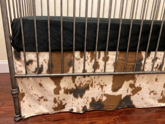 Custom Crib Skirt Cowhide Minky Pony Western Crib Skirt Etsy