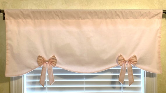Scalloped Window Valance, Solid Color Cotton, Toile Cotton, or Plaid Cotton Window Valance, Choose Your Color
