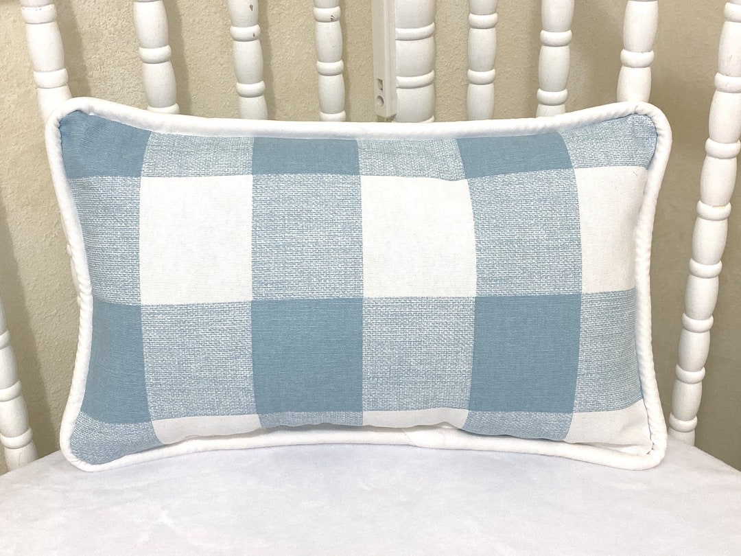 Light Blue Buffalo Plaid Accent Pillow Buffalo Plaid Nursery Etsy