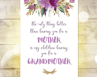 Printable Gift for Mom / Grandmother / Nana — Mother's Day Gift — The Only Thing Better than having You for a Mom — 5"x7"— INSTANT DOWNLOAD