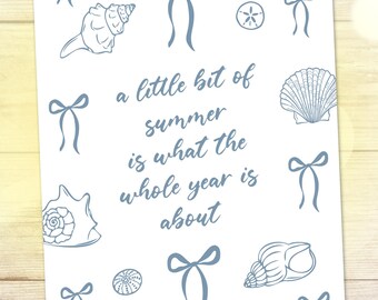 Seashells Summer Art Print, Beach House Decor, Summer Lover Gift (Instant Download)