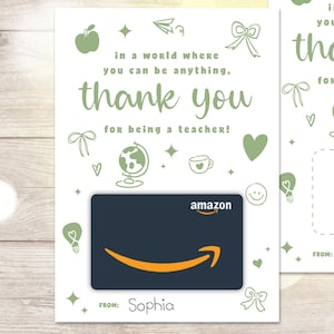 Teacher Appreciation Gift Card Holder, In a World Where You Can Be Anything Thank You for Being a Teacher Card, Printable (Digital Download)