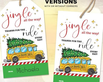 Instant Download School Bus Driver Christmas Gift Tag, Holiday Thank You Card, School Staff Appreciation, Printable