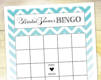Bridal Shower Bingo Card— Breakfast at Tiffany's Shower Game  —  Chevron  —  8.5"x11" — INSTANT DOWNLOAD!