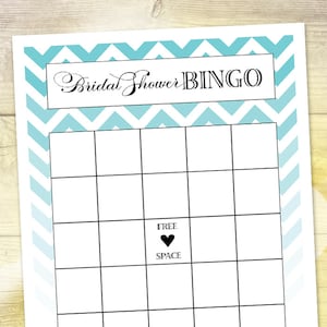 Tarjeta de bingo de despedida de soltera: Desayuno en el juego de ducha Tiffany's — Chevron — 8.5"x11" — ¡DESCARGA INSTANTÁNEA!