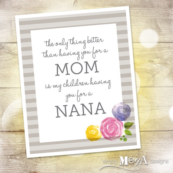 Mother's Day Gift — Printable Gift for Mom / Grandmother / Nana — The Only Thing Better than Having You for a Mom — 8"x10"— INSTANT DOWNLOAD
