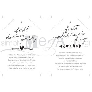 Marriage Milestone Wine Basket Tags Set of 12 Bridal Shower Gift / Wedding Firsts Poems Illustrations 3.5x5 INSTANT DOWNLOAD image 5