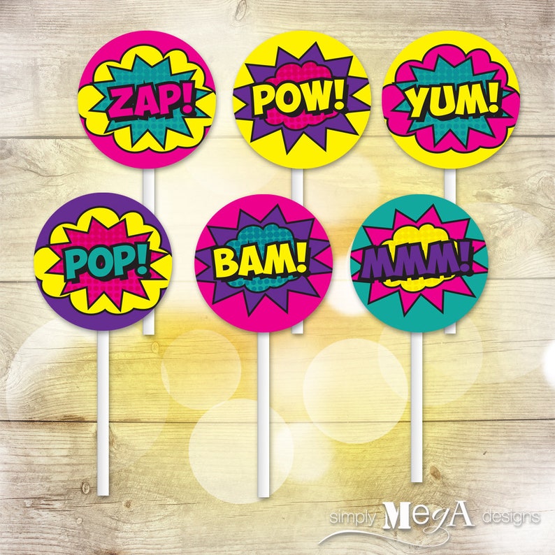 Girl Superhero Cupcake Toppers Printable Superhero Party | Etsy