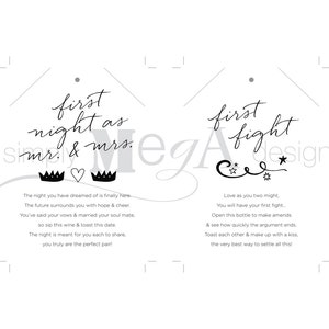 Marriage Milestone Wine Basket Tags Set of 12 Bridal Shower Gift / Wedding Firsts Poems Illustrations 3.5x5 INSTANT DOWNLOAD image 4