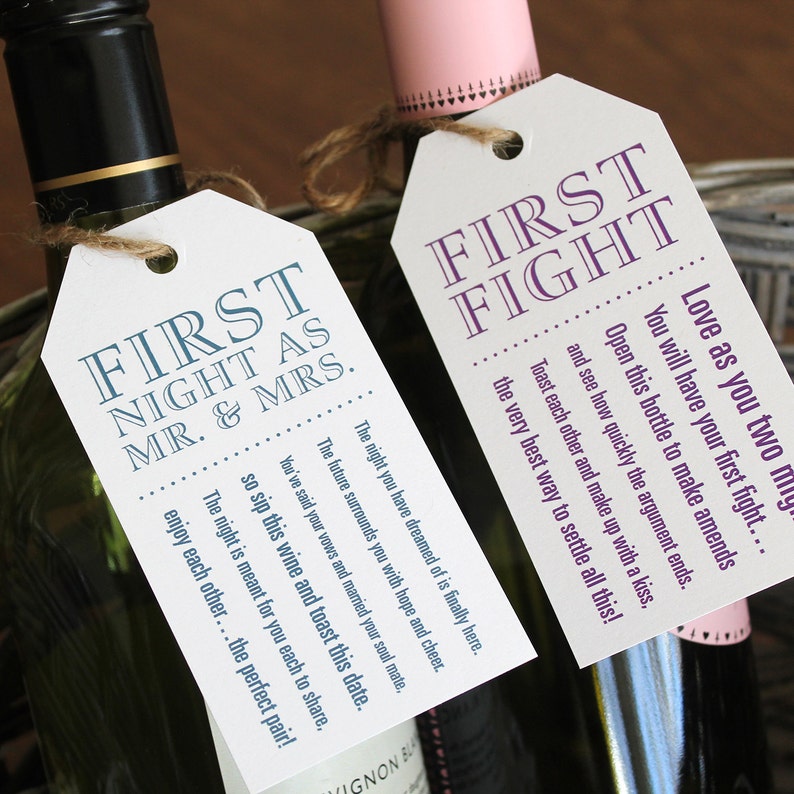 Marriage Milestone Wine Basket Tags Bridal Shower Gift / Etsy
