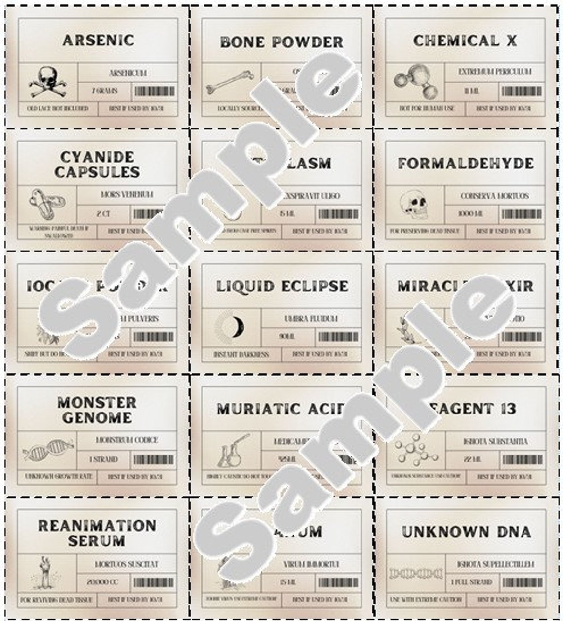 105 Mad Scientist Labels - Halloween Printable - Digital Download - Etsy