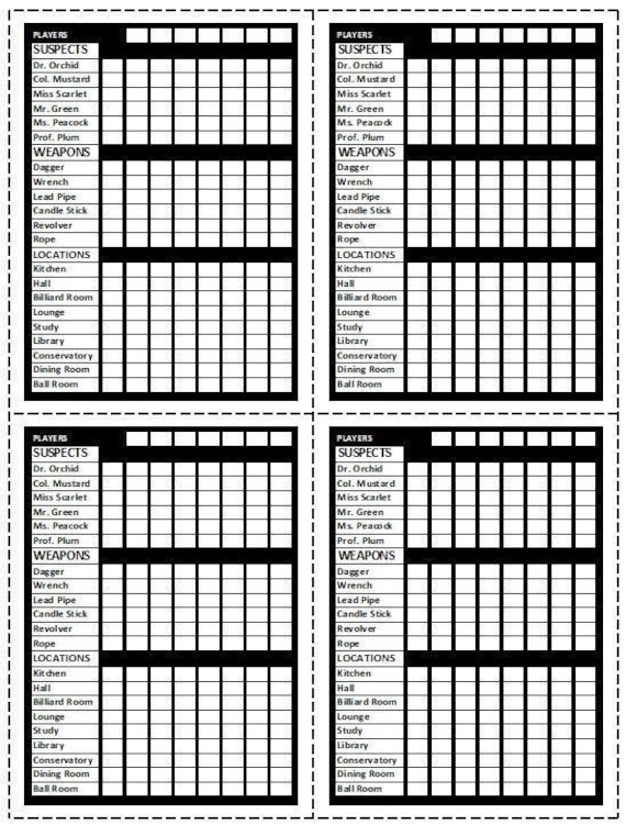Clue replacement Evidence Sheets Black - Etsy