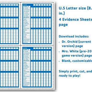 Clue - Replacement Evidence Sheets - Blue - Etsy