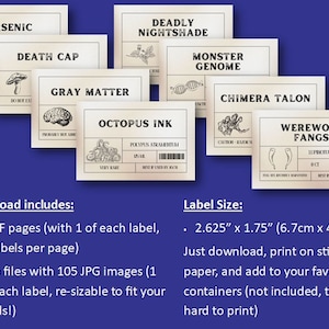 105 Mad Scientist Labels - Halloween Printable - Digital Download - Etsy
